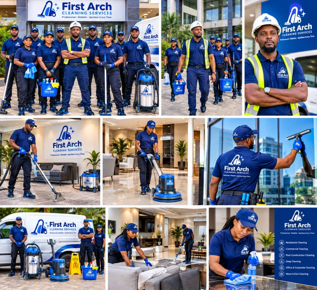 Collage of First Arch cleaning services